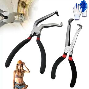 2Pcs Electrical Disconnect Pliers,Electrical Connector Pliers for Cars,Automotive Hose Disconnect Tools, for Push Tab Style Plugs (1*Red60°+1*Red straight) hose pliers automotive