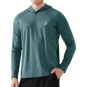 Roadbox Men's UPF 50+ Fishing Shirts, Long Sleeve UV Sun Protection SPF Hoodie, Quick Dry Swim Rash Guard for Outdoor Hiking