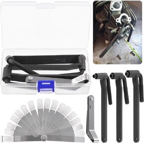 Glarks 4Pcs Motorcycle Engine Valve Screw Adjusting Spanner Tool and Feeler gauge Set, 3Pcs 8mm 9mm 10mm Engine Valve Screw Repair Wrench Motorcycle Scooter Valve Tool with a Offset Feeler Gauge