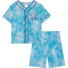 Saint Eve Kids Boys Pajamas, 2 Piece PJ Set Button Down Sport Jersey with Shorts