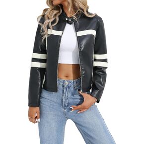 Women's Black Faux Leather Jacket - Stylish and Durable Outerwear for Everyday Wea