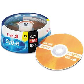 ماكسيل 638006 DVD-R 15PK SPN اقراص قابلة للتسجيل 4.7GB 16x 120 دقيقة 15 قطعة