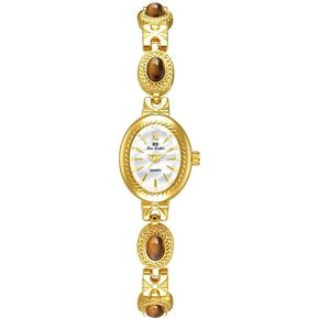 FANMIS Gold Tone Watches for Women with Small Vintage Bracelet Elegant Jade Oval Dial Dress Watch Fashion Quartz Wrist Watch Waterproof Watch