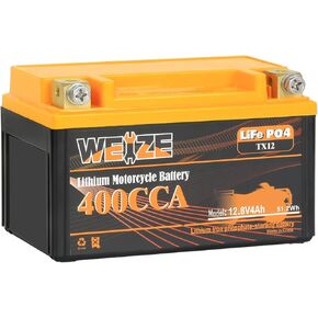 Weize Lithium YTX30L-BS, 700A Lithium LiFePO4 YTX30L Motorcycle Battery, 12V 10AH ATV, UTV, Jet Ski, Scooter, Lawn Mower, Tractor, Generator Battery, Built-in Smart BMS
