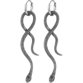 HZMAN Retro Snake Earring for Men Women Stainless Steel Gothic Punk Animal Snake Hoop Earrings Biker Party Jewelry Gift