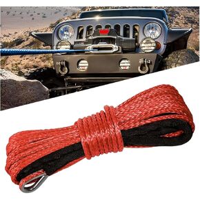 0.19“ x 49 Ft Car Synthetic Winch Rope Kit, 10000LBS Heavy Duty Vehicle Winch Cable with Protecting Sleeve and Thimble, Automotive Accessories, Universal for Off Road ATV UTV (Green)