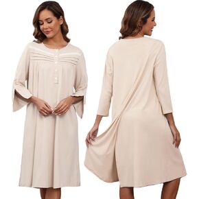 Hospital Gowns for Women Tear Away Snap 3/4 Sleeve Open Back Post Shoulder Surgery Dresses Delivery Nightgown S-3XL in Saudi Arabia