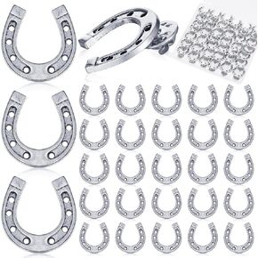 Yinkin 50 Pcs Cowboy Western Lapel Pin Men Women Lucky Horseshoe Lapel Pin Vintage Metal Horseshoe Cowgirl Backpack Party (Silver)