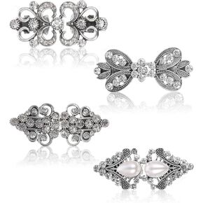 Jeliee 4 PCS سترة شال مقاطع فستان مقطع مقطع Cloasp شال مقطع خمر كارديجان مقطع الرجعية الرجعية بروشات الفضة شال