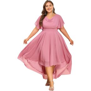ZNU Plus Size Prom Dresses 2025 High Low Bridesmaid Dress Summer Wedding Guest Formal Cocktail Dress for Women