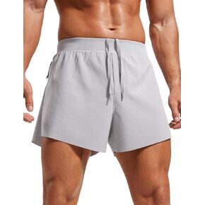 CRZ YOGA Mens Side Split Running Shorts 4'' - Quick Dry for Athletic Gym Workout with Zip Pocket and Brief Liner