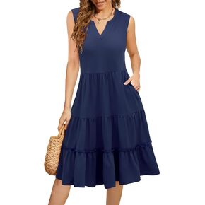 Summer Dresses for Women 2025 Elegant Classy Sleeveless Boho Midi Sun Dress Spring Break Travel Beach Vacation Clothes
