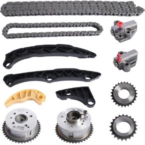 Timing Chain Kit with VVT & Camshaft Sprockets for 2012-2019 Kia Rio, Soul, Forte 1.6L, for 2012-2017 Hyundai Sonata, Tucson, Accent, Veloster 1.6L Engine, OE # 243502B600, 243702B610, 244312B620