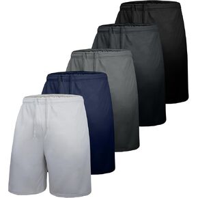 5 Pack Men's Workout Shorts Performance Dry Fit Athletic Gym 7 inch Inseam Lightweight Shorts with Pockets