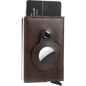 Mens Smart Wallet Card Holder for AirTag: Leather, Compatible with Apple Air Tag, RFID Blocking Technology, Carbon Fiber, Minimalist | 8-10 Credit Cards | Cash (AirTag Not Included) (Carbon Fiber)