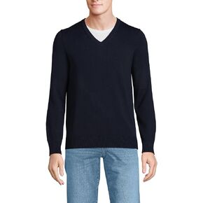 Lands' End Men's Fine Gauge Cotton V Neck Sweater