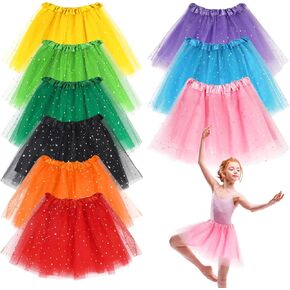 9 PCS Girls Tutu for Toddler 3-8 Years ، Star Ornament 4 Layers Tulle Dance Chainses for Halloween Christmas Costume Party Multi Multi