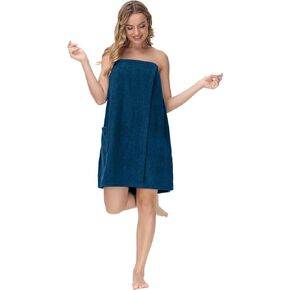 DAN RIVER Premium Cotton Terry Shower Wrap for Women, Ultra Soft Bath Robe After Shower with Pockets
