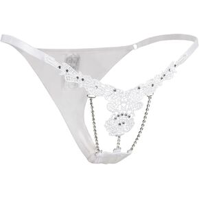 comeondear G-String Thongs for Women Slutty Sexy Panties with Bead Plus Size Lace T-Back Brief Underwear G-String Lingerie