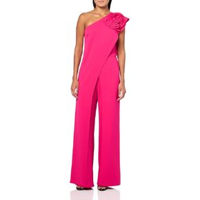 Adrianna Papell Womens One Shoulder Rosette Jumpsuit