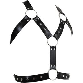 Men's Harness Belt Costume, PU Leather Body Chest for Men Sexy Punk Body Harness Belt, Adjustable Buckle Clothes Outfits, Nightclub Cosplay Clubwear #31