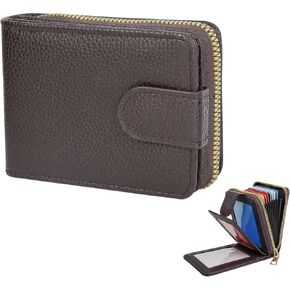 Men's Wallets with 4 Transparent Windows, 9 Card Slots, and 2 Cash Compartments, Card Holder Wallet with Zipper and Buckle for ID Card, Driver's License, and Photo (Black)