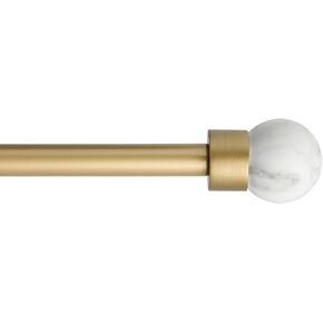 Town & Country Luxe Rambled Sphere Single Indoor Starta Rod ومجموعة نهائية ، ومظهر الحجر الرخامي الطبيعي ، وتثبيت الجدار السهل التثبيت ، والذهب غير اللامع ، 66 "-120"