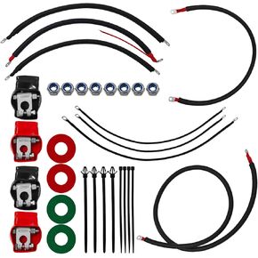 790 مجموعة سلك الكابل بطارية متوافقة مع Dodge RAM Truck Gen 3 2003-2007 5.9L بطارية كابل Kit 24 Valve Cummins محرك ديزل 2/0 سلك مع 90 درجة الانحناء Atstarte Starter Lug