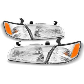AKKON - For 1997 1998 1999 Toyota Camry Headlamps Headlights Housing + Corner Lights Direct Replacement Pair
