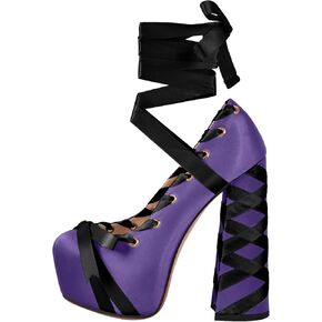 Platform Heels Chunky Bow Ribbon Pumps
