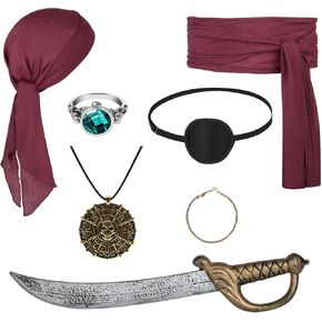 7 PCS Pirate Costume Accessories Women Men ، Captain Pirate Accessories Set ، Halloween Party Cosplay