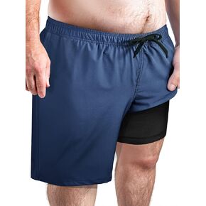 Arcweg Mens Swim Trunks Big and Tall Plus Size Swimsuit for Men with Compression Liner and Zip Pocket Phone Pocket