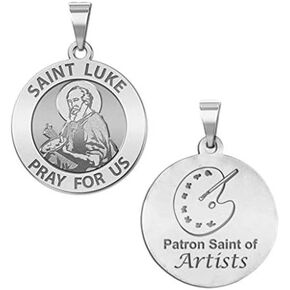 PicturesOnGold.com Saint Luke Double Sided Artists Religious Medal - 1 Inch Size of a Quarter -Sterling Silver