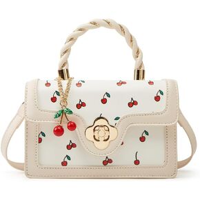 Womens Cute Cherry Vegan Leather Shoulder Crossbody Bag Fashion Purse Small Totes Y2k Handbag Satchel Clutch Gifts
