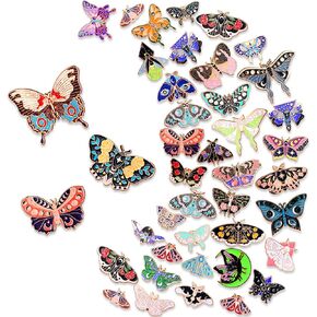 Ceenna 200 Pcs Butterfly Enamel Pins Bulk for Clothes Colorful Moth Lapel Pins Cute Steampunk Goth Pins Backpacks Brooches Pins for Women Butterfly Halloween Decor Gift