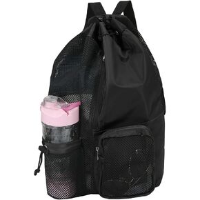 Mesh Backpack,Mesh Swim Drawstring Backpacks with Wet/Dry for Beach,Swimming,Gym,Pool,Workout Gear and Sports