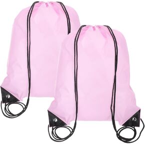 uxcell Drawstring Backpack, 2Pcs Polyester Draw String Backpack Gym Bags Cinch Sack Pack Storage Knapsack for Men Women Gym Sports Travel Beach Swimming (Black, 13.4" x 16.9")