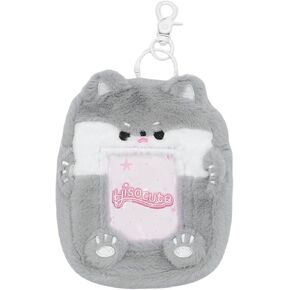 Cute Plush Photocard Holder with Keychain 3D Lovely Cartoon Photo Sleeve ID Credit Card Holder Protector