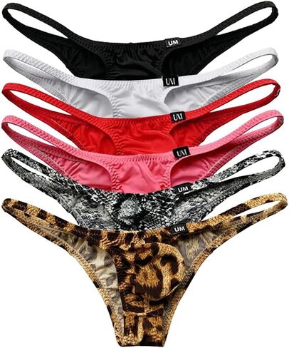 COMLIFE Men's Fashion Ice Silk Breathable Thong Low Waist Solid Color Printed Underwear in Kuwait