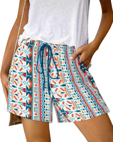 BTFBM Womens Boho Summer Shorts شاطئ العطلات ملابس 2025 الخصر المرن غير الرسمي المطبوع صالة قصيرة صالة بانت الجيوب in Saudi Arabia