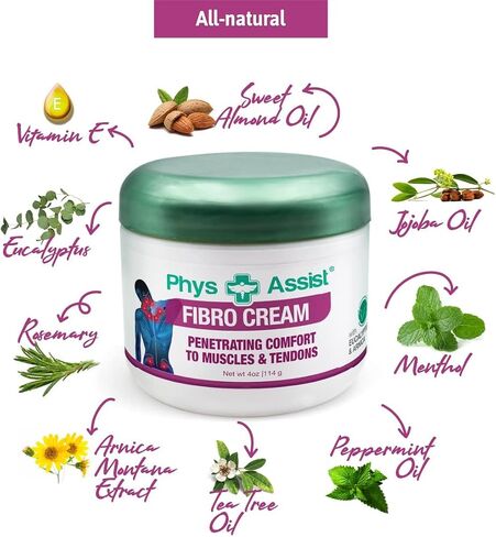 كريم PhysAssist Fibromyalgia - مهدئ ومنعش نباتي طبيعي، جرة 4 أونصة. in Saudi Arabia