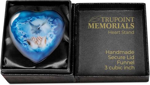 Trupoint Memorials Small Urns for Human Ashes Keepsake, Mini Heart Urn with Stand, Decorative Cremation Urns for Adult Men & Women – Small, Blue Dove in Saudi Arabia