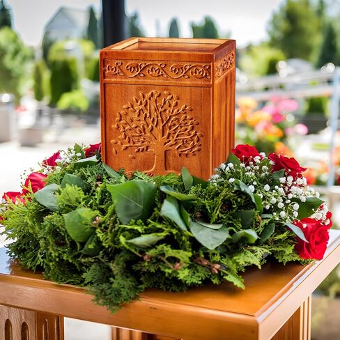 Nyutu Urn for Ashes Adult Male, 10" Height Large Wooden Urns for Human Ashes Made by Aluminum Alloy, Decorative Funeral Burial Cremation Urns for Man/Dad/Father/Brother/Grandpa in Saudi Arabia