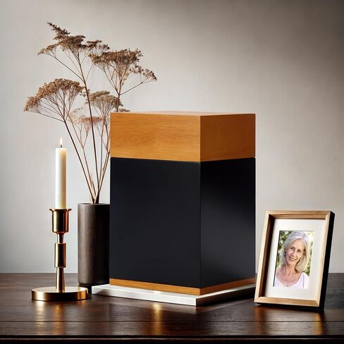 Nyutu Urn for Ashes Adult Male, 10" Height Large Wooden Urns for Human Ashes Made by Aluminum Alloy, Decorative Funeral Burial Cremation Urns for Man/Dad/Father/Brother/Grandpa in Kuwait