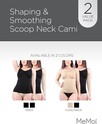 2-Pack Shaping & Smoothing Scoop Neck Cami Extra Large / Nude/Black in Saudi Arabia