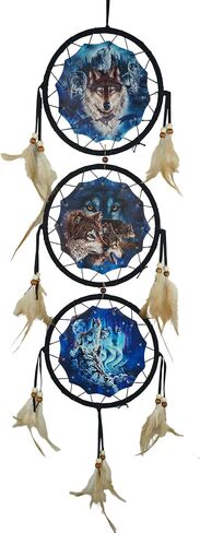 Remorelt Wolf Eagle Bear Dream Catcher Bedroom Wall Decor, Christmas Home Decoration, Room Accessory, Feather Decoration - Unique Home Craft Wall Pendant (DC01 6Inch Wolves) in Saudi Arabia