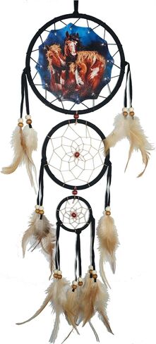 Remorelt Wolf Eagle Bear Dream Catcher Bedroom Wall Decor, Christmas Home Decoration, Room Accessory, Feather Decoration - Unique Home Craft Wall Pendant (DC01 6Inch Wolves) in Saudi Arabia