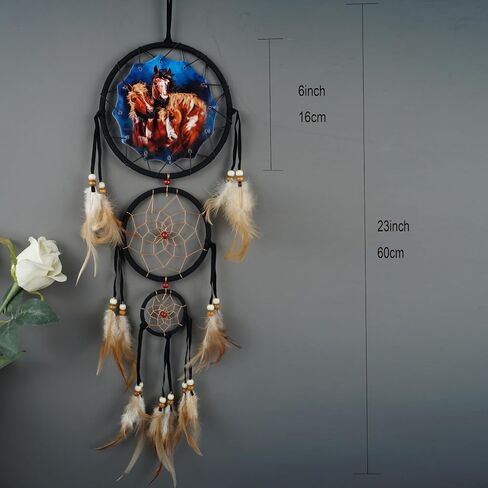 Remorelt Wolf Eagle Bear Dream Catcher Bedroom Wall Decor, Christmas Home Decoration, Room Accessory, Feather Decoration - Unique Home Craft Wall Pendant (DC01 6Inch Wolves) in Saudi Arabia