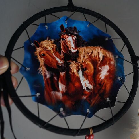 Remorelt Wolf Eagle Bear Dream Catcher Bedroom Wall Decor, Christmas Home Decoration, Room Accessory, Feather Decoration - Unique Home Craft Wall Pendant (DC01 6Inch Wolves) in Saudi Arabia