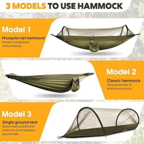 Chihee Ultra-Light Travel Camping Hammock Pop-up Net Hammock 660lbs Load Capacity,Breathable,Quick-Drying Parachute Nylon 2 Premium Carabiners,2 Tree Slings Included for Outdoor Backpacking Hiking in Kuwait